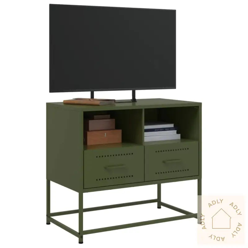Tv-Benk Olivengrønn 68X39X60,5 Cm Stål