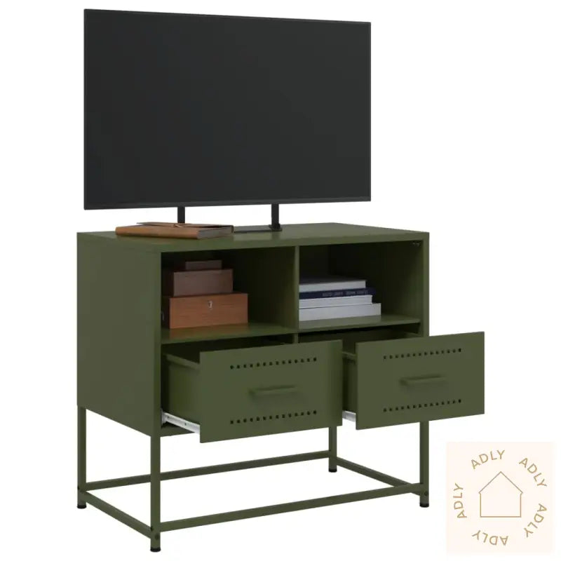 Tv-Benk Olivengrønn 68X39X60,5 Cm Stål