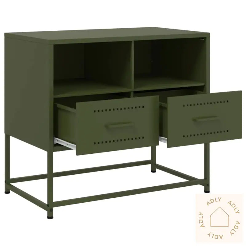 Tv-Benk Olivengrønn 68X39X60,5 Cm Stål