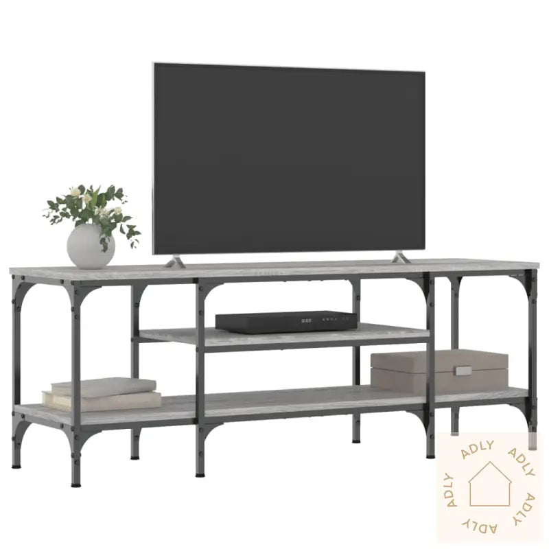 Tv-Benk Grå Sonoma 121X35X45 Cm Konstruert Tre Og Jern