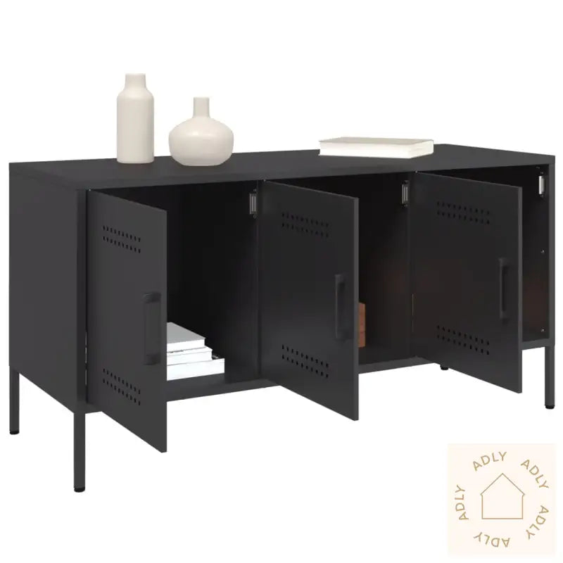 Tv-Benk Svart 100,5X39X50,5 Cm Stål