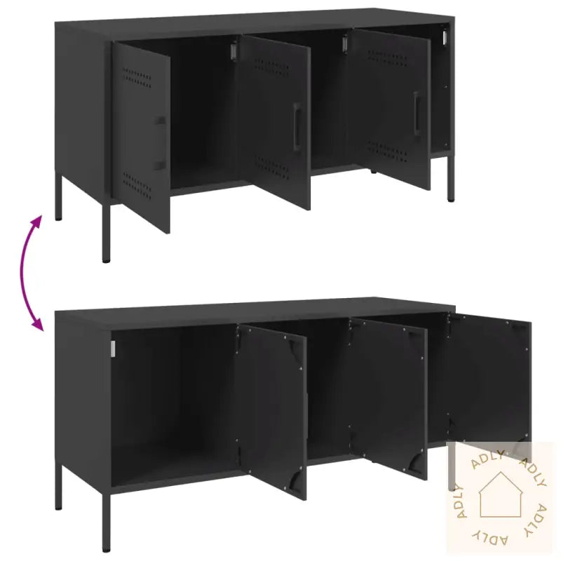 Tv-Benk Svart 100,5X39X50,5 Cm Stål