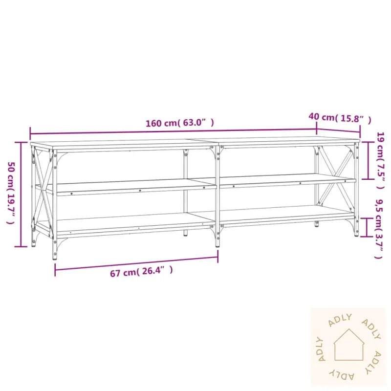 Tv-Benk Sonoma Eik 160X40X50 Cm Konstruert Tre