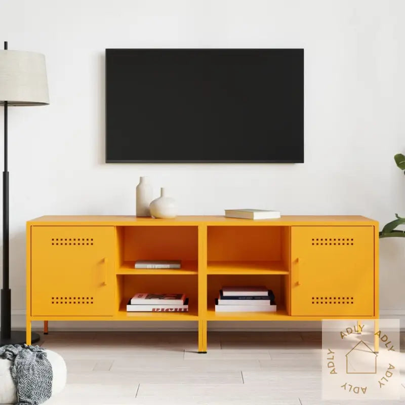 Tv-Benker 2 Stk Sennepsgul 68X39X50,5 Cm Stål