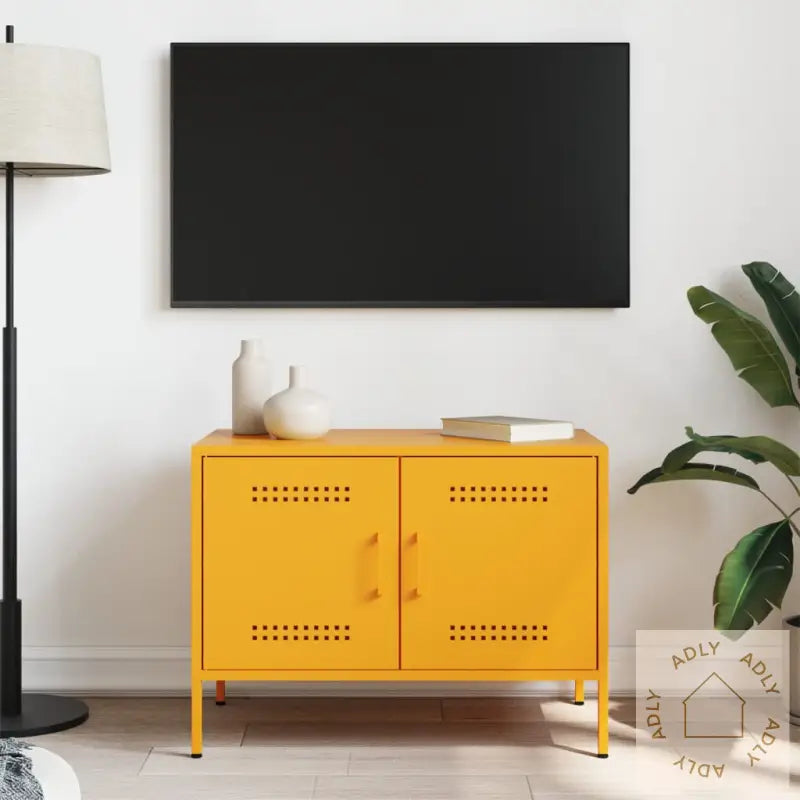 Tv-Benk Sennepsgul 68X39X50,5 Cm Stål