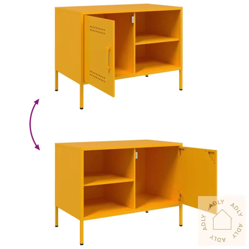 Tv-Benker 2 Stk Sennepsgul 68X39X50,5 Cm Stål