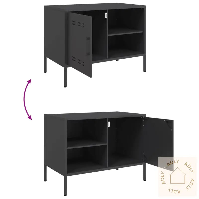 Tv-Benker 2 Stk Svart 68X39X50,5 Cm Stål