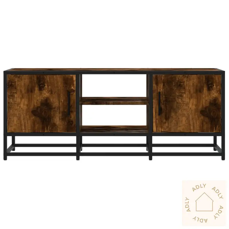 Tv-Benk Røkt Eik 100X35X41 Cm Konstruert Tre Og Metall