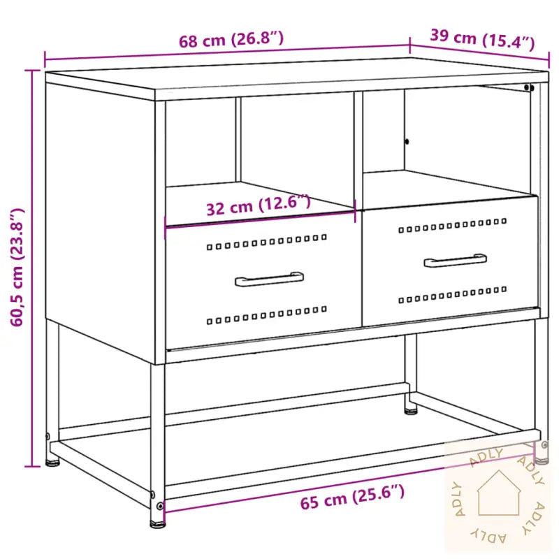 Tv-Benk Rosa 68X39X60,5 Cm Stål