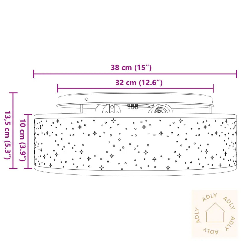 Taklampe Med Stjerneformet Skjerm Gråbrun Ø 38 Cm Stoff E27