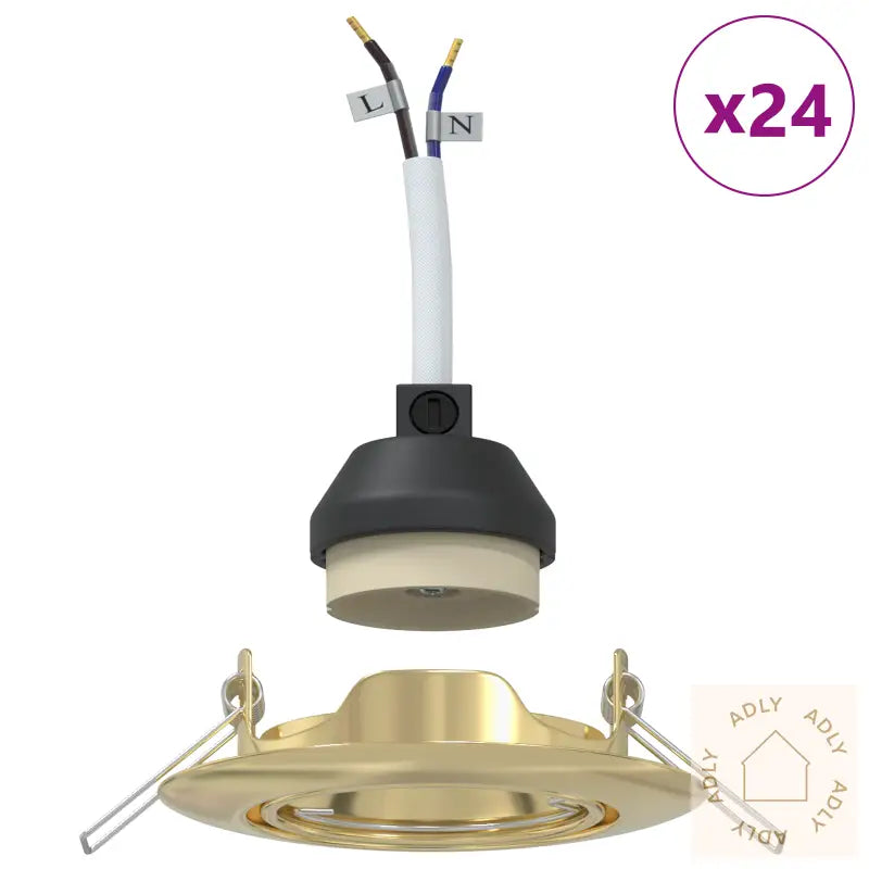 Innfelte Spotlights 24 Stk Runde Gu10 Gull Ø90 Mm Stål