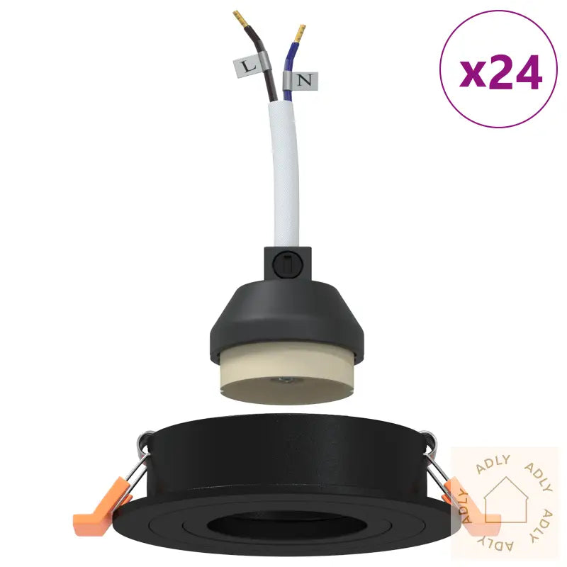 Innpakkede Spotlights 24 Stk Rund Gu10 Svart Ø91 Mm