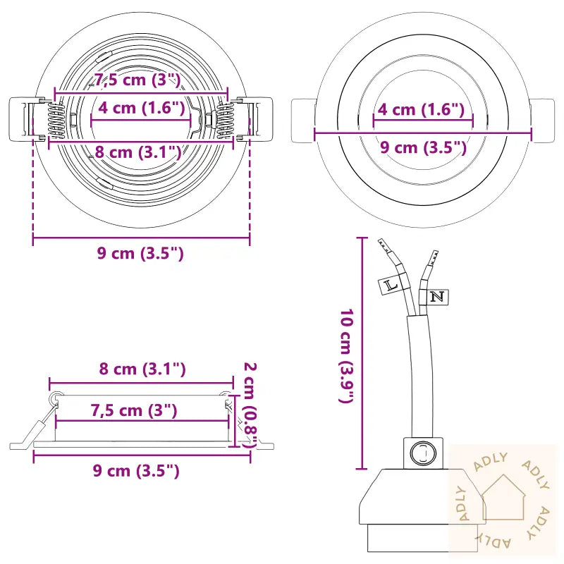 Innpakkede Spotlights 24 Stk Rund Gu10 Svart Ø91 Mm
