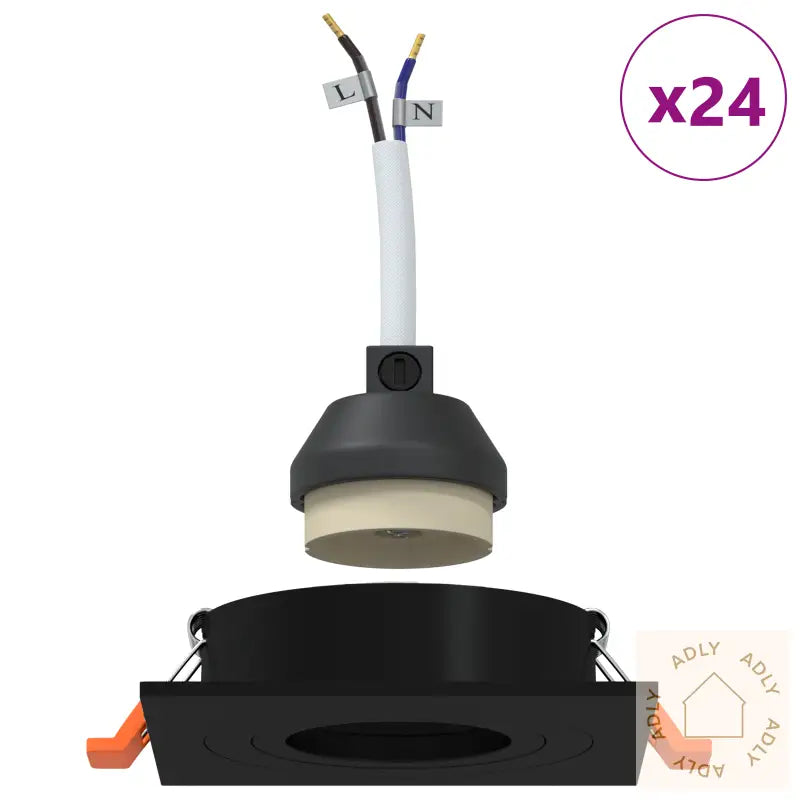 Innpakkede Spotlights 24 Stk Firkant Gu10 Svart 91X91 Mm