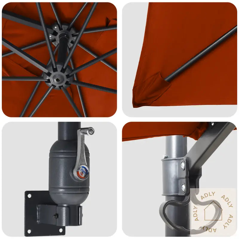 Cantilever-Parasoll Terracotta Polyester Stor Vippbar