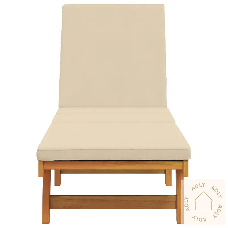 Solseng Med Hjul Og Pute - Beige Massivt Tre
