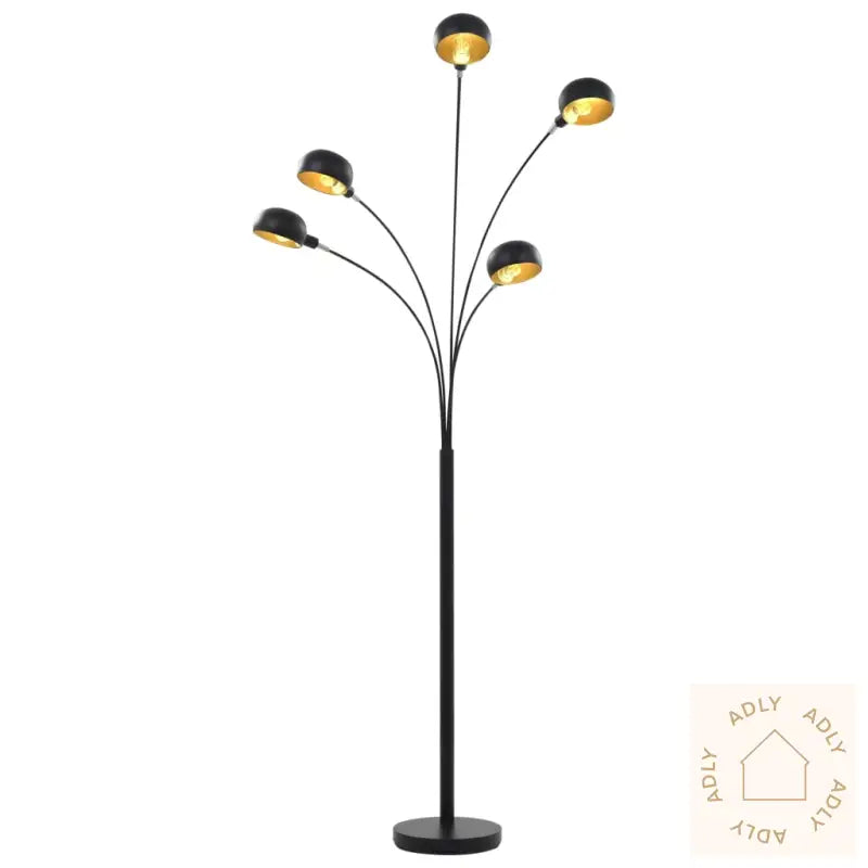 Stående Lampe 200 Cm 5 X E14 Svart Og Gull