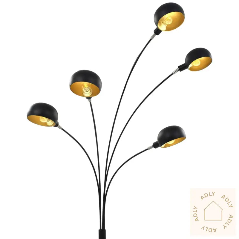 Stående Lampe 200 Cm 5 X E14 Svart Og Gull