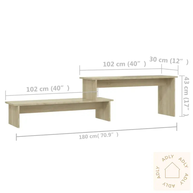 Tv-Benk Sonoma Eik 180X30X43 Cm Konstruert Tre