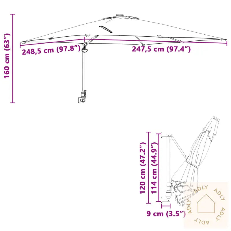 Uteplassparasoll Sand Polyester, Aluminium Stor Sammenleggbar