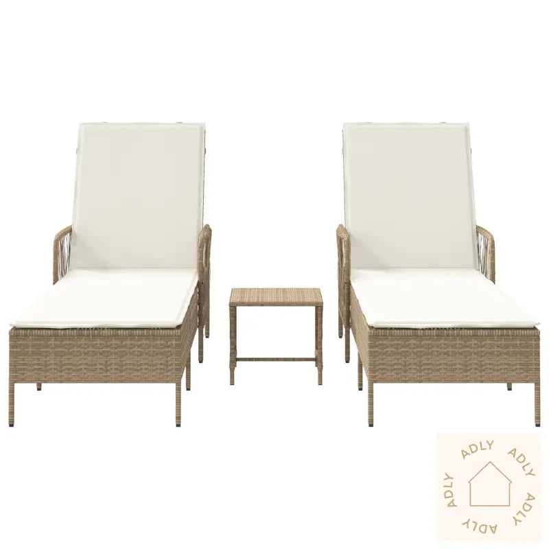 Solsengsett Sett Med 3 Beige Og Kremhvit Pe Rotting, Metall