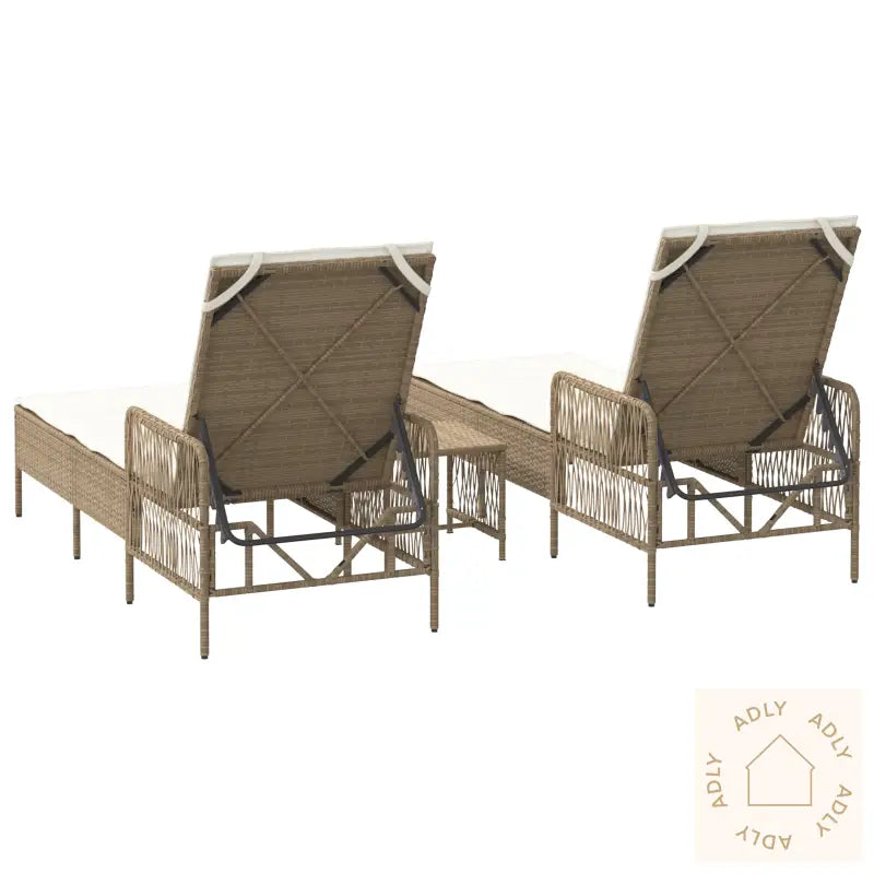 Solsengsett Sett Med 3 Beige Og Kremhvit Pe Rotting, Metall