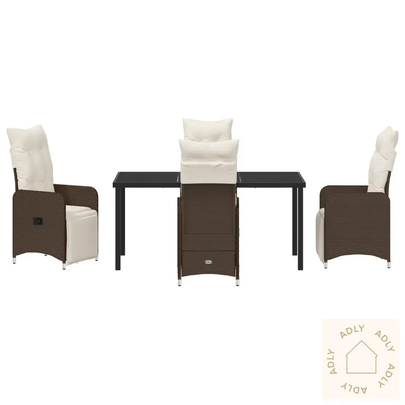 5 Delers Brun Hage Spise Set Med Puter I Poly Rattan
