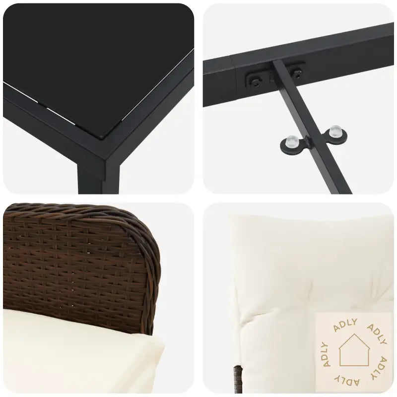 5 Delers Brun Hage Spise Set Med Puter I Poly Rattan
