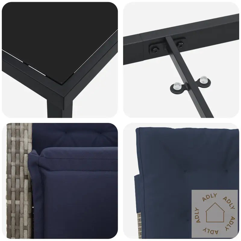 3-Delt Hage Spisesett Grå Poly Rattan