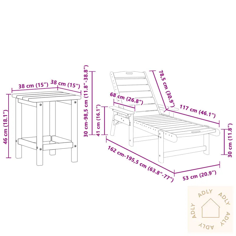 3 Delt Hage Loungesett Hvit Hdpe