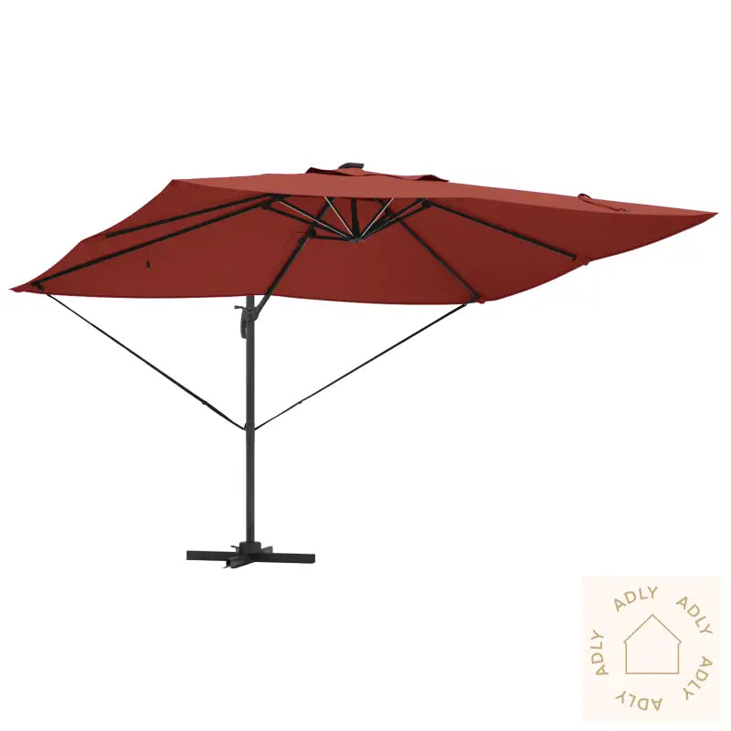 Kantilever Roma Parasol Med Led-Er Terrakotta 352X251X265 Cm Aluminium