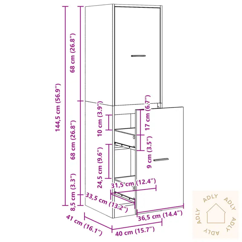 Apotekskap Brun Eik 40X41X144,5 Cm Konstruert Tre