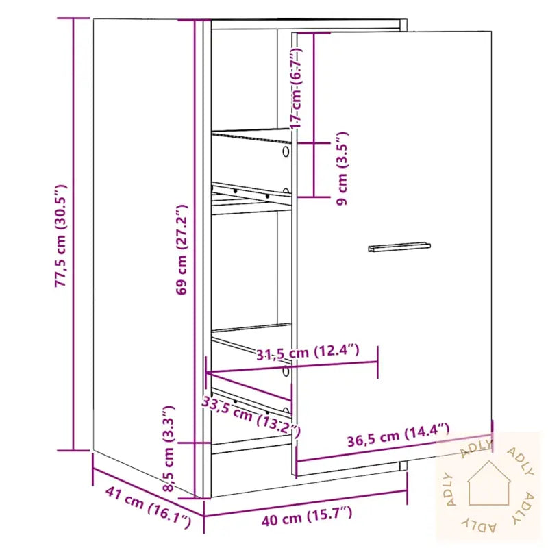 Apotekskap Brun Eik 40X41X77,5 Cm Konstruert Tre