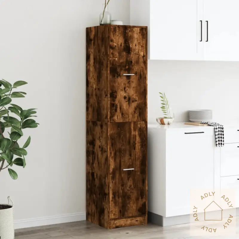 Apotekskap Røkt Eik 40X41X174,5 Cm Konstruert Tre