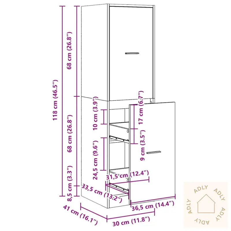 Apotekskap Gammelt Tre 30X41X118 Cm Konstruert Tre