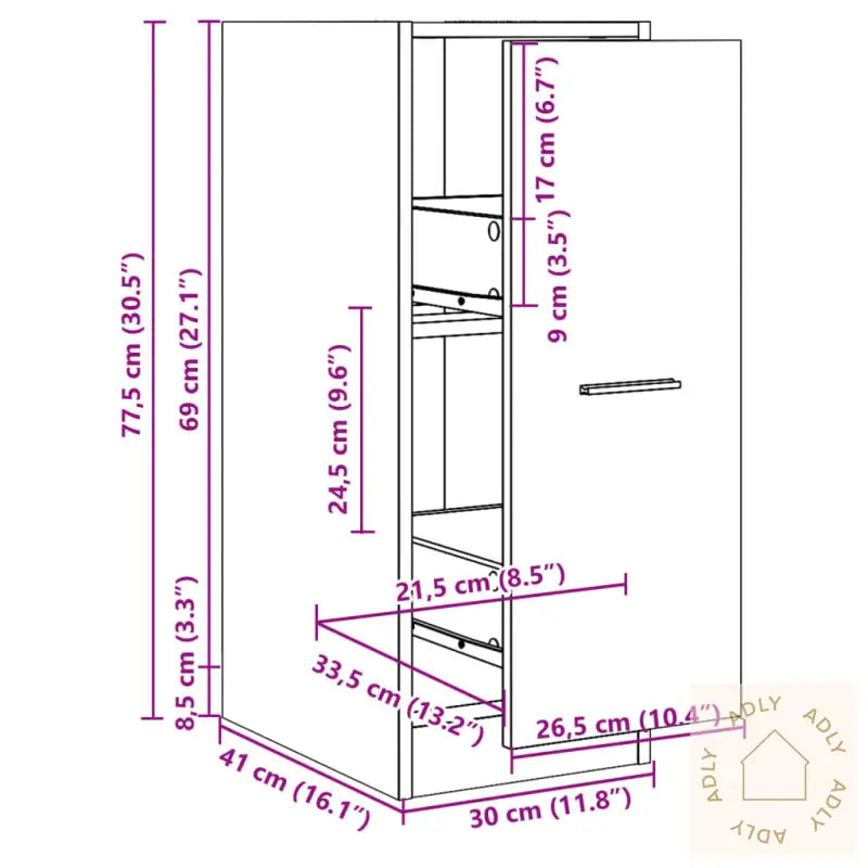 Apotekskap Svart 30X41X77,5 Cm Konstruert Tre