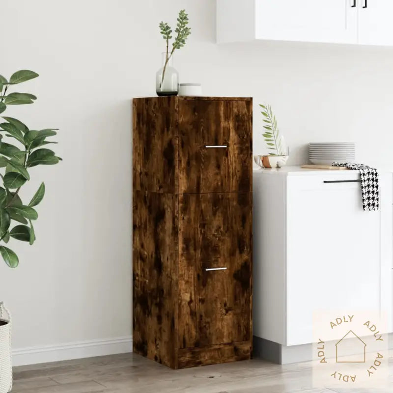Apotekskap Røkt Eik 40X41X118 Cm Konstruert Tre