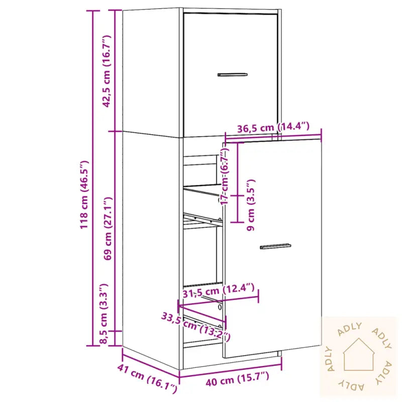 Apotekskap Svart 40X41X118 Cm Konstruert Tre
