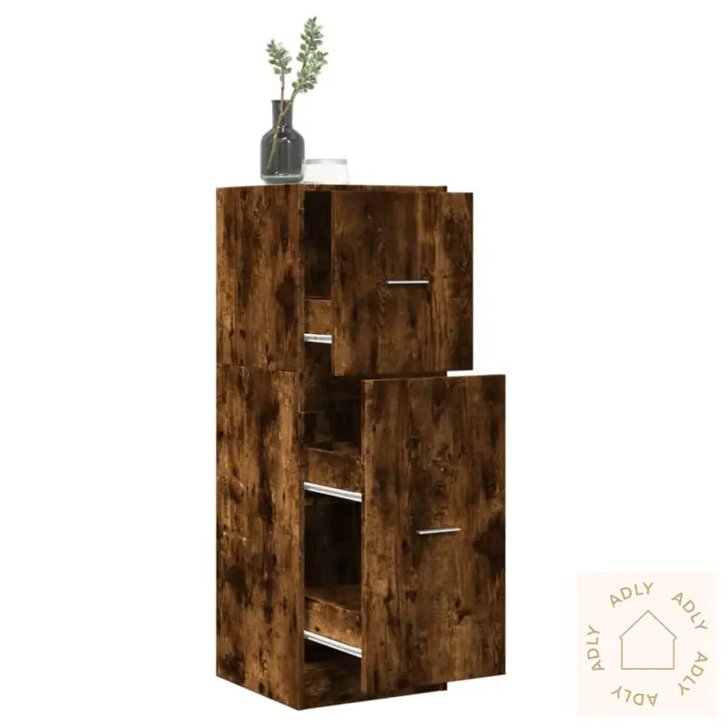 Apotekskap Røkt Eik 40X41X118 Cm Konstruert Tre