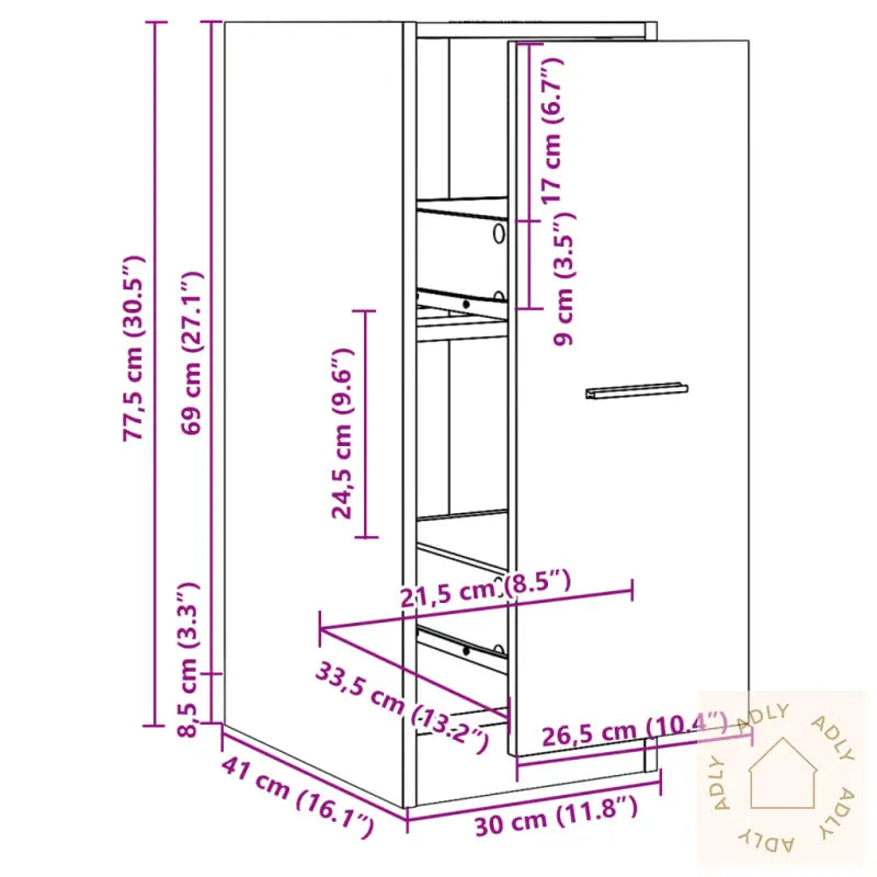 Apotekskap Betonggrå 30X41X77,5 Cm Sponplater