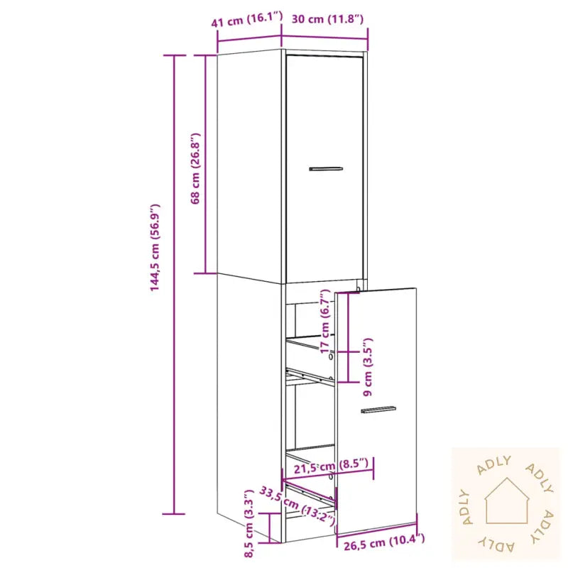 Apotekskap Gammelt Tre 30X41X144,5 Cm Konstruert Tre