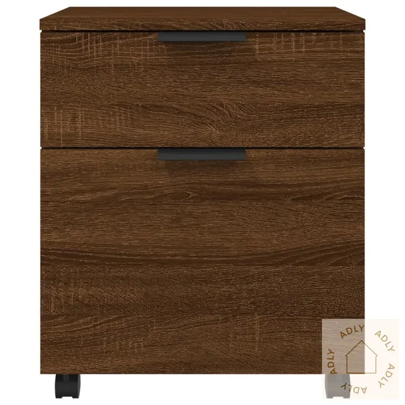 Mobilt Arkivskap Med Hjul Brun Eik 45X38X54 Cm Konstruert Tre