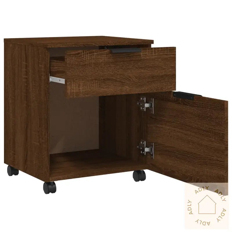 Mobilt Arkivskap Med Hjul Brun Eik 45X38X54 Cm Konstruert Tre