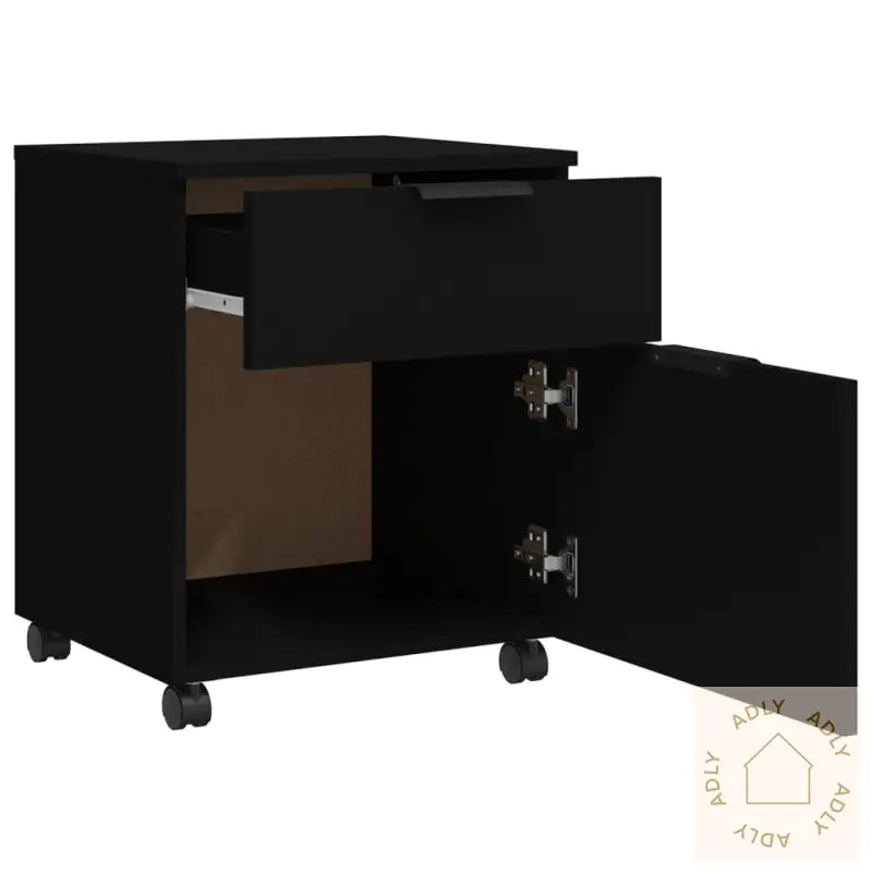 Mobilt Arkivskap Med Hjul Svart 45X38X54 Cm Konstruert Tre
