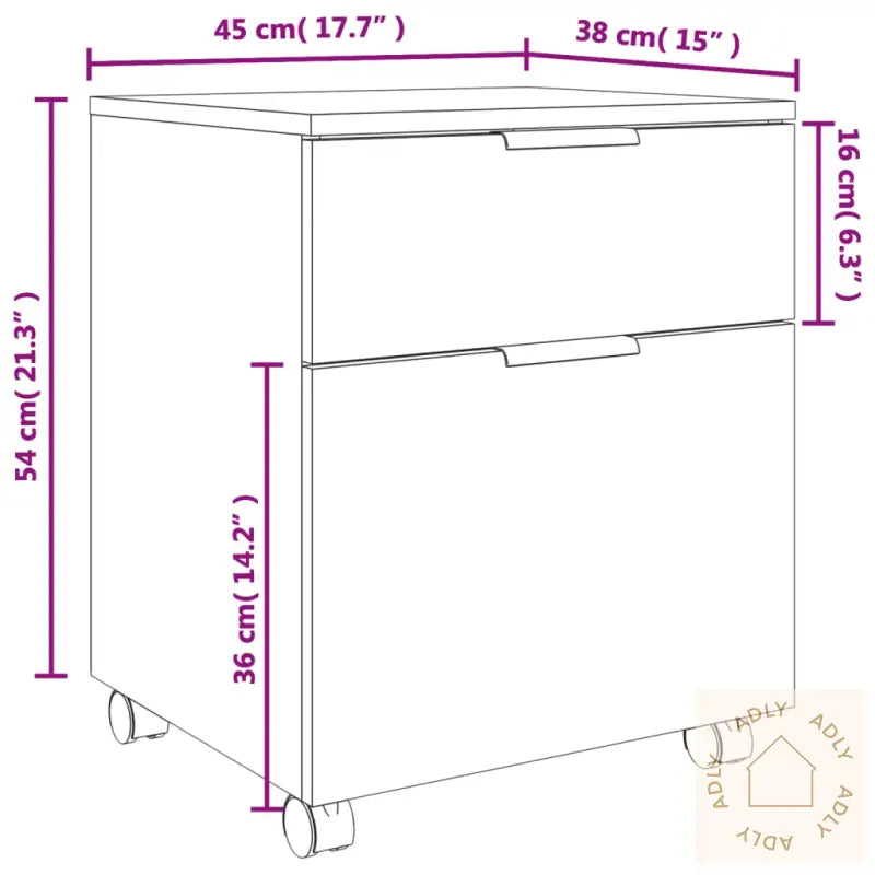 Mobilt Arkivskap Med Hjul Svart 45X38X54 Cm Konstruert Tre