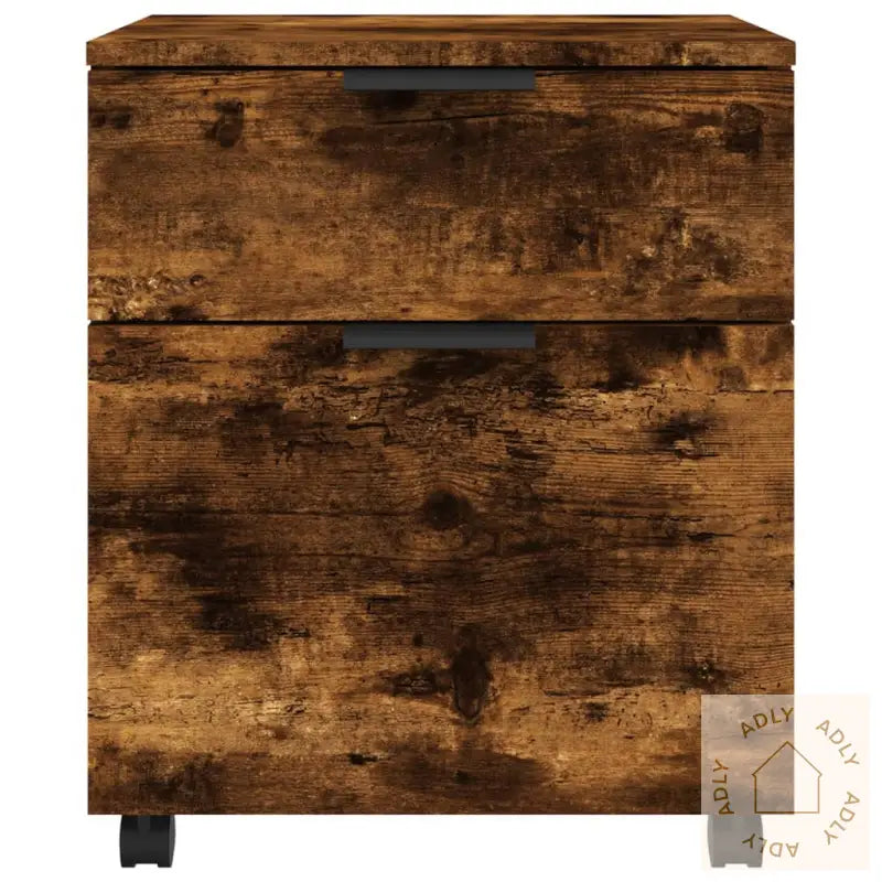 Mobilt Arkivskap Med Hjul Røkt Eik 45X38X54 Cm Konstruert Tre