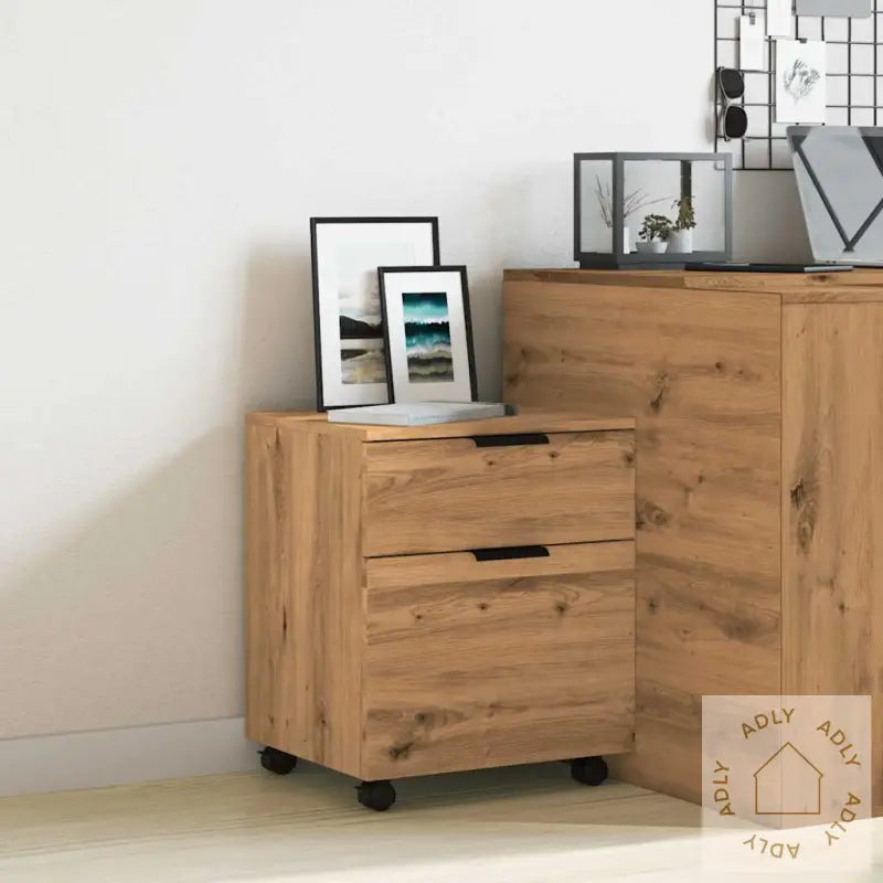 Mobilt Arkivskap Med Hjul Artisan Eik 45X38X54Cm Konstruert Tre