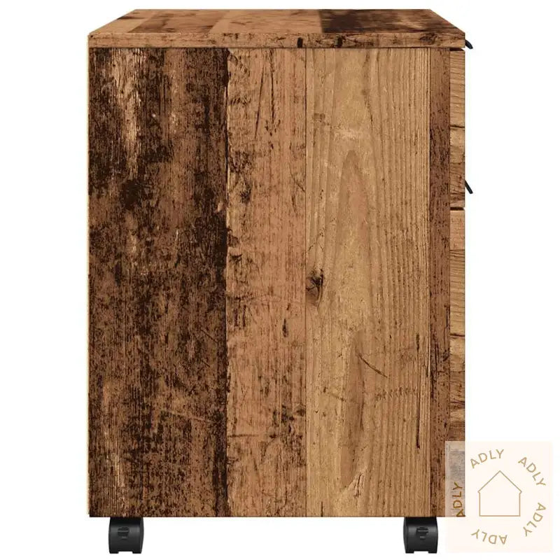 Mobilt Arkivskap Med Hjul Gammelt Tre 45X38X54Cm Konstruert Tre