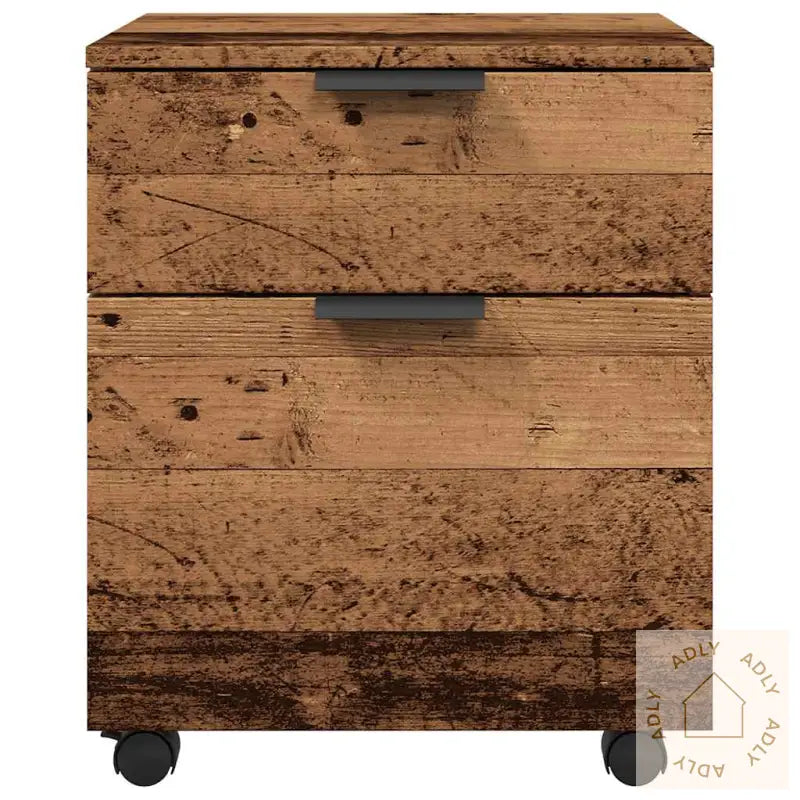 Mobilt Arkivskap Med Hjul Gammelt Tre 45X38X54Cm Konstruert Tre