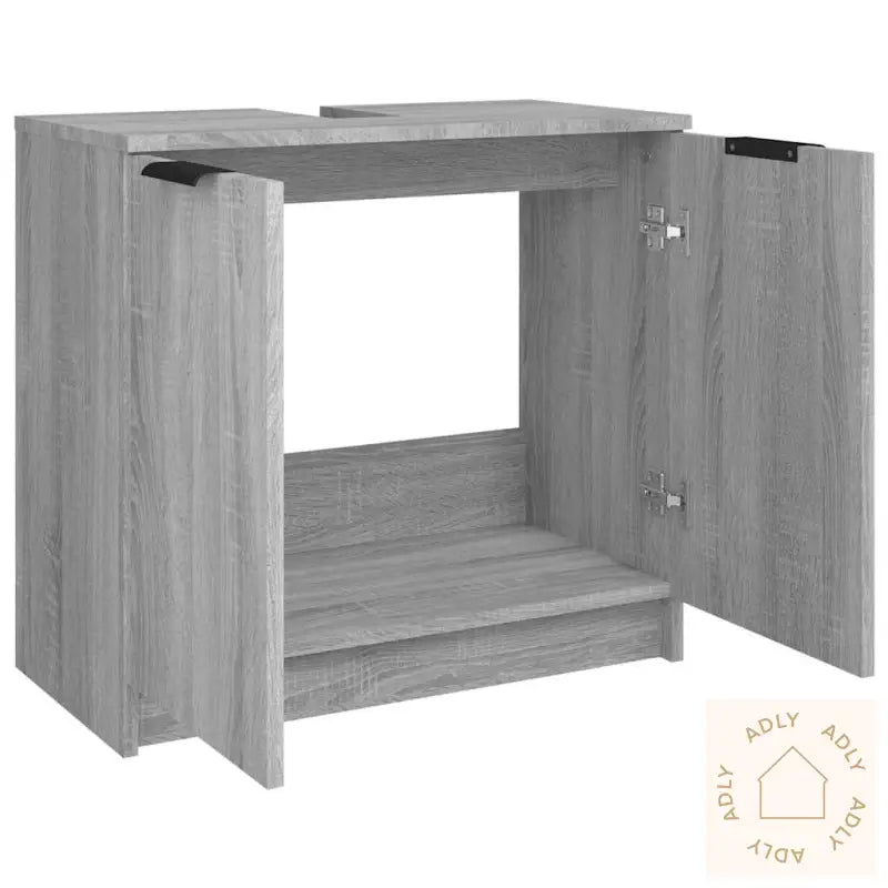 Baderomsskap Grå Sonoma Eik 64,5X33,5X59 Cm Konstruert Tre